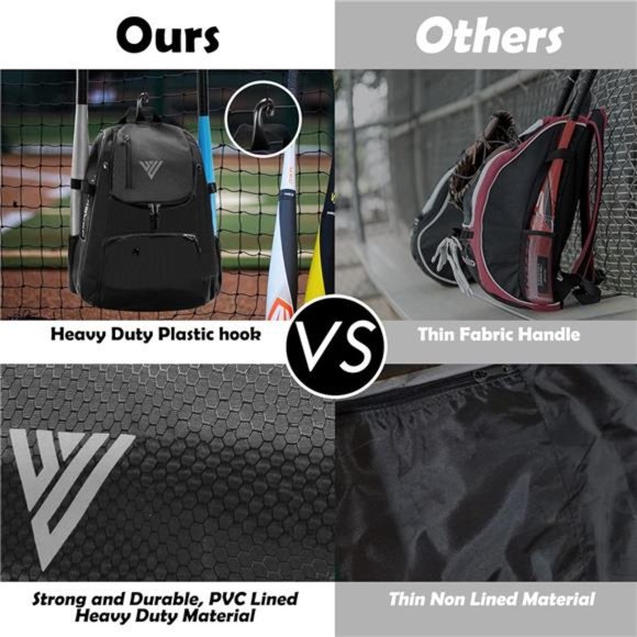 Baseball Backpack, Baseball Equipment & Gear, Bat Backpack With Fence Hook - Picture 6 of 7